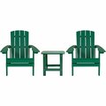 Flash Furniture Charlestown 2-Pack Green Faux Wood Adirondack Chairs with Side Table 354JJC14501G